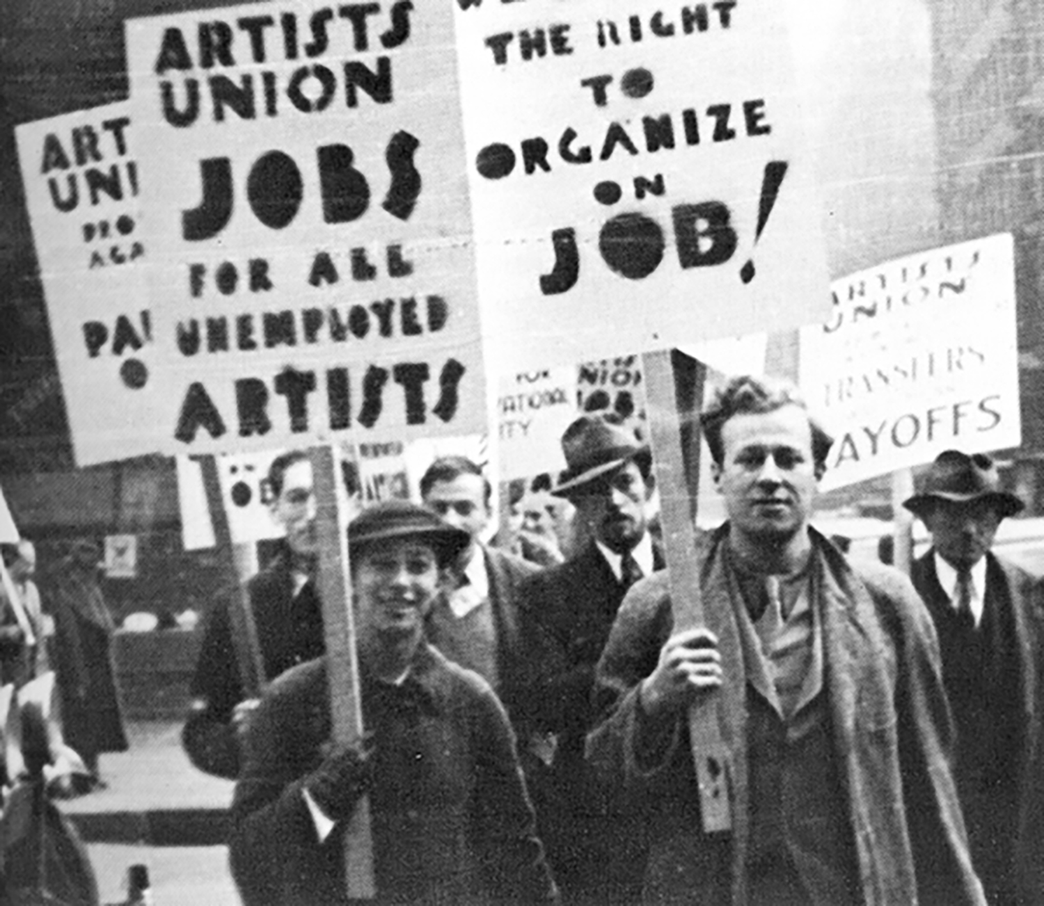 Artists' Union workers picketing in 1930s